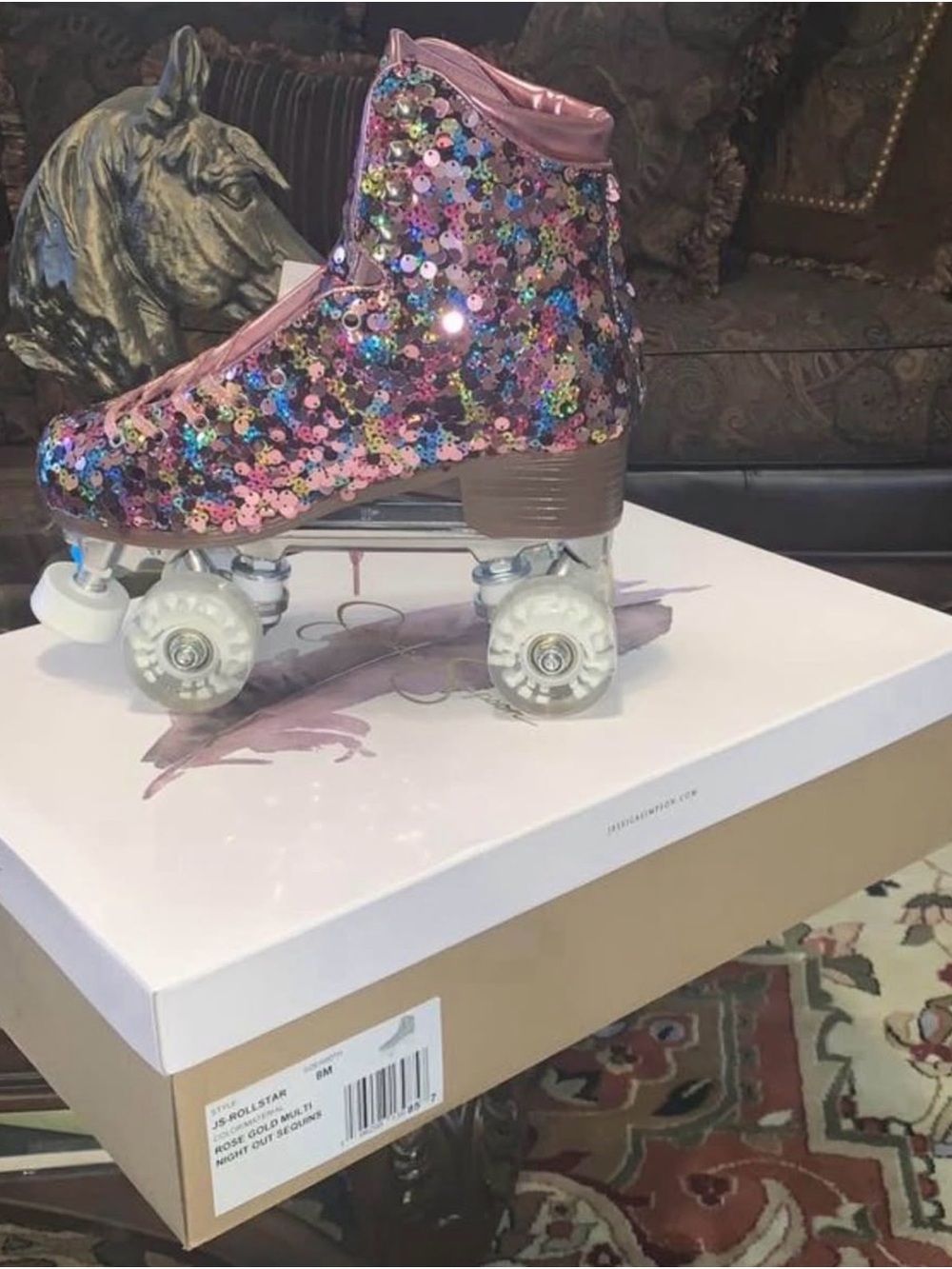 Jessica Simpson Roller Skates Rose Gold Multi Night Out Sequins